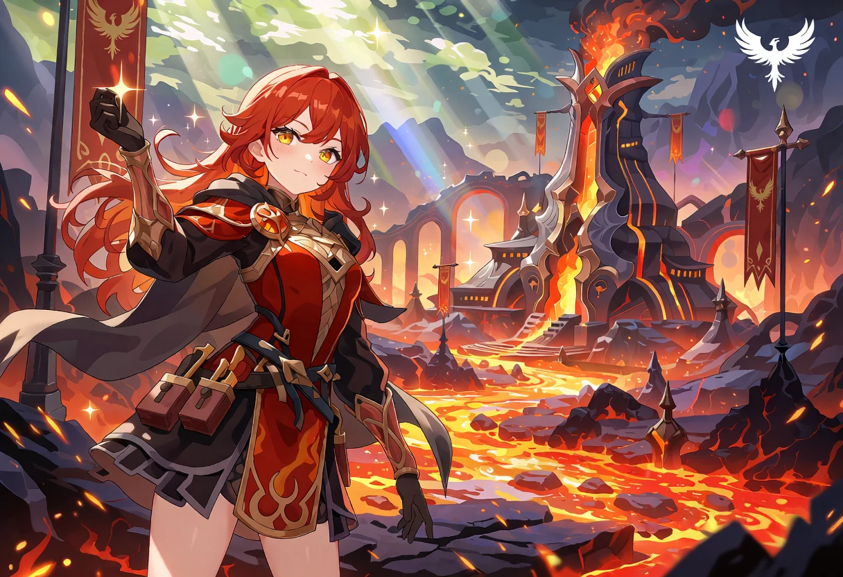 Anime artwork of Pyrethon, a warm volcanic fantasy world